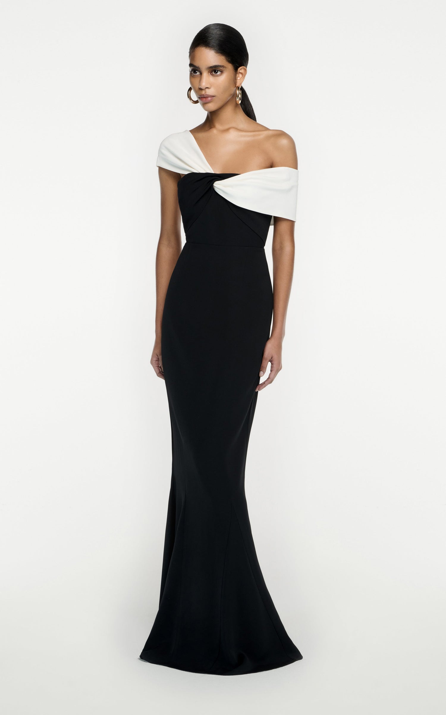 ROLAND MOURET Asymmetric Cady Maxi Dress