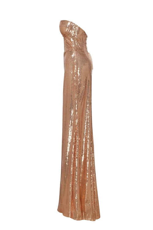 MILLA ROSE GOLD SEQUINED MAXI DRESS