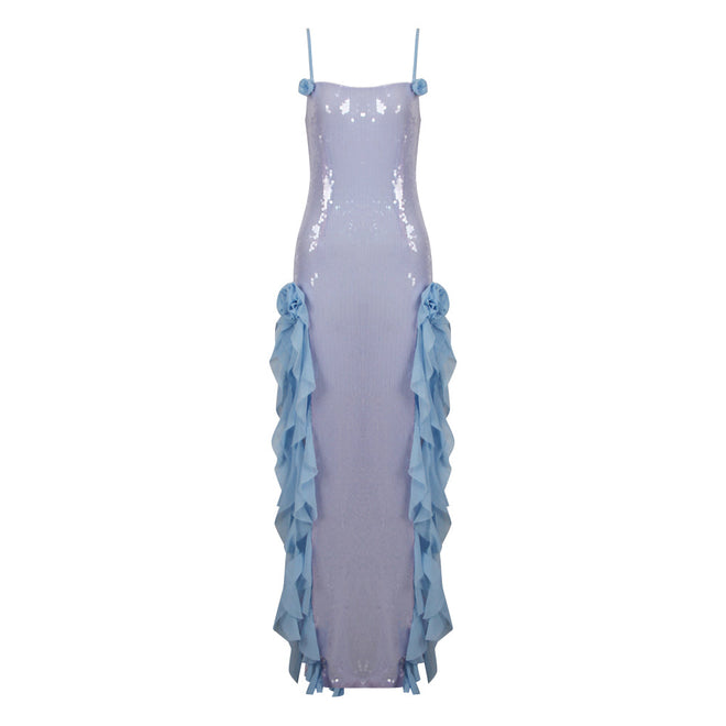 Sapphire Blue Sequin Elegance Maxi