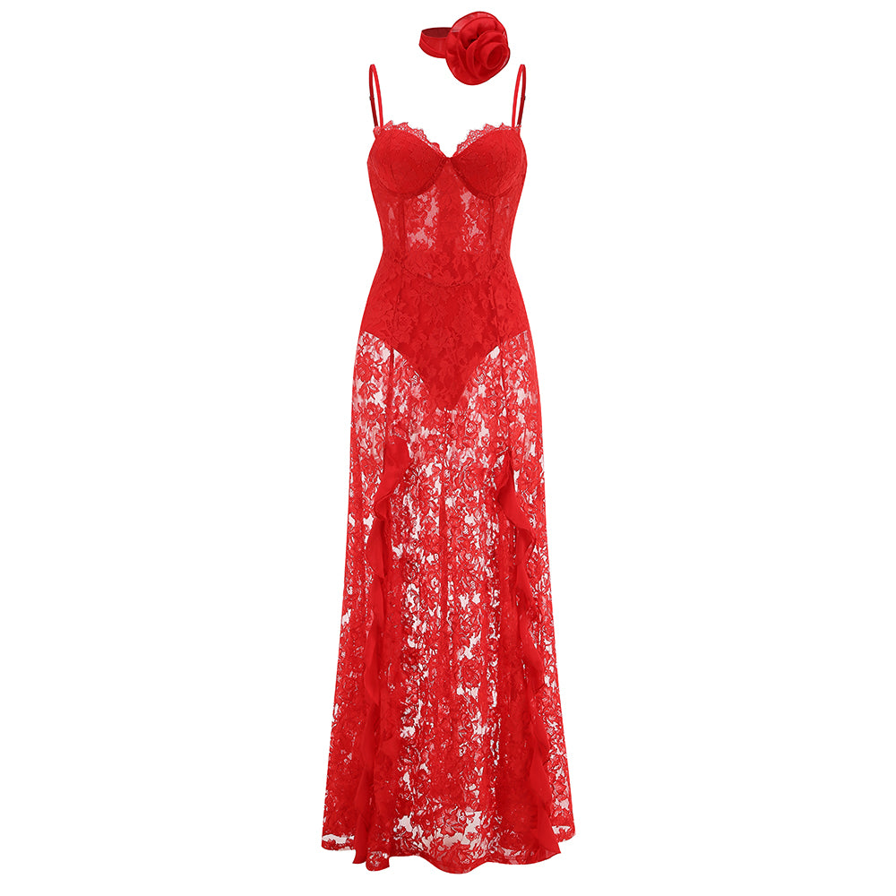 Polly Cherry Lace Maxi