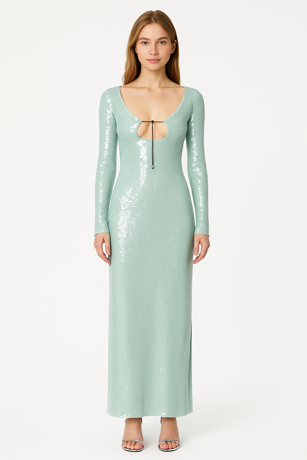 Solaria Long Sleeve Ice Sequin Maxi Dress