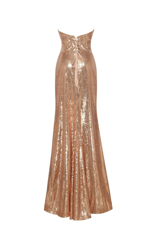 MILLA ROSE GOLD SEQUINED MAXI DRESS