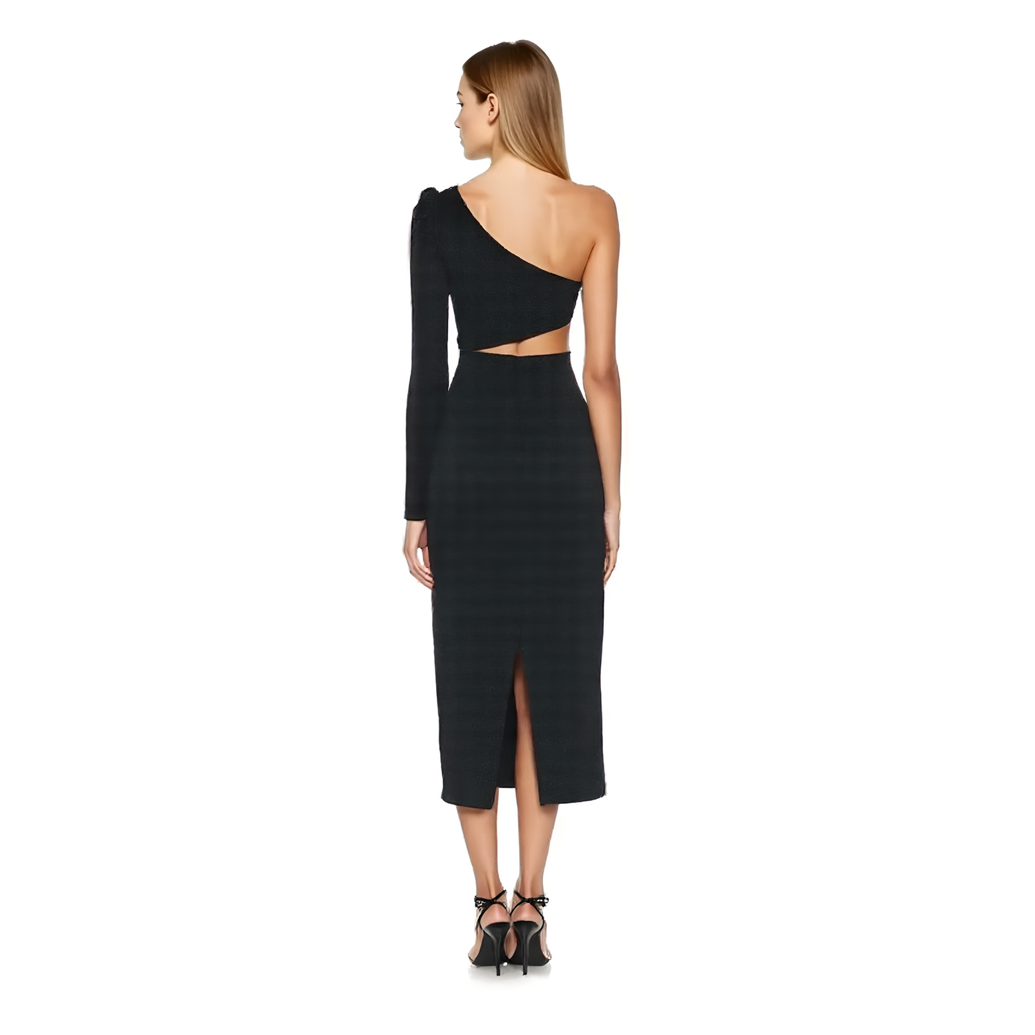 Jolie Cutout One-Shoulder Floral Appliqué Midi Dress