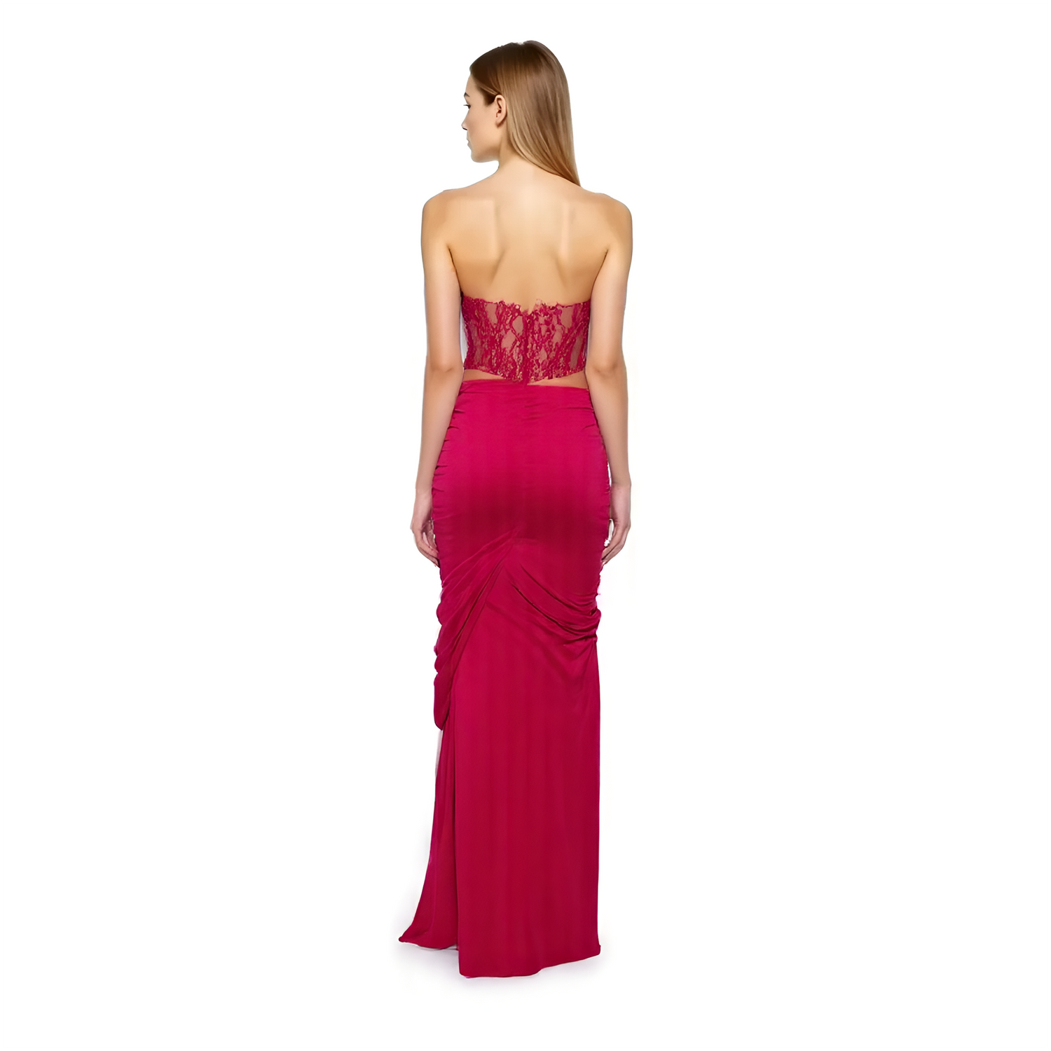 Alliana Corset Maxi Trail Gown Red