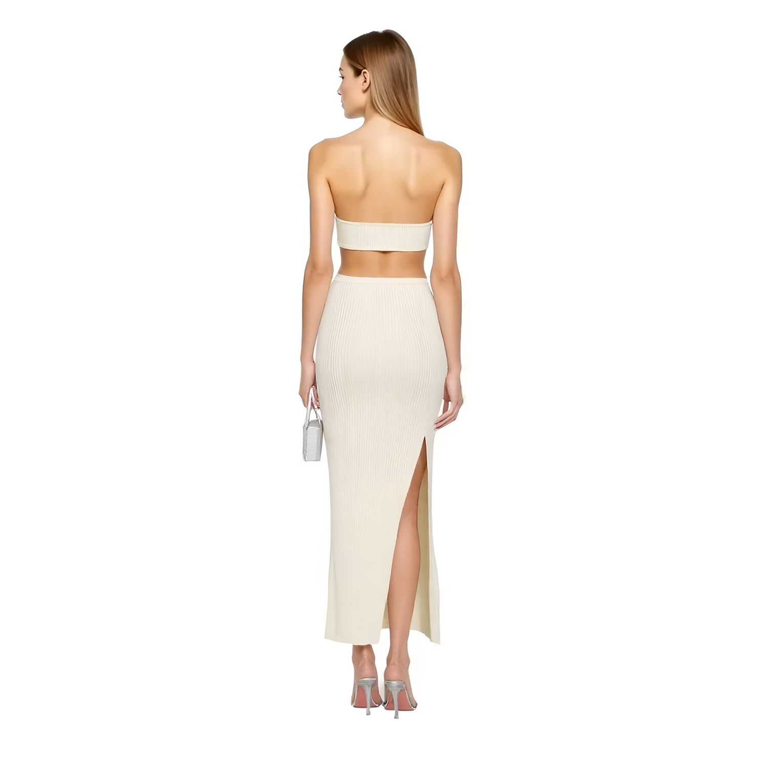 Floral-appliqué knit two piece set