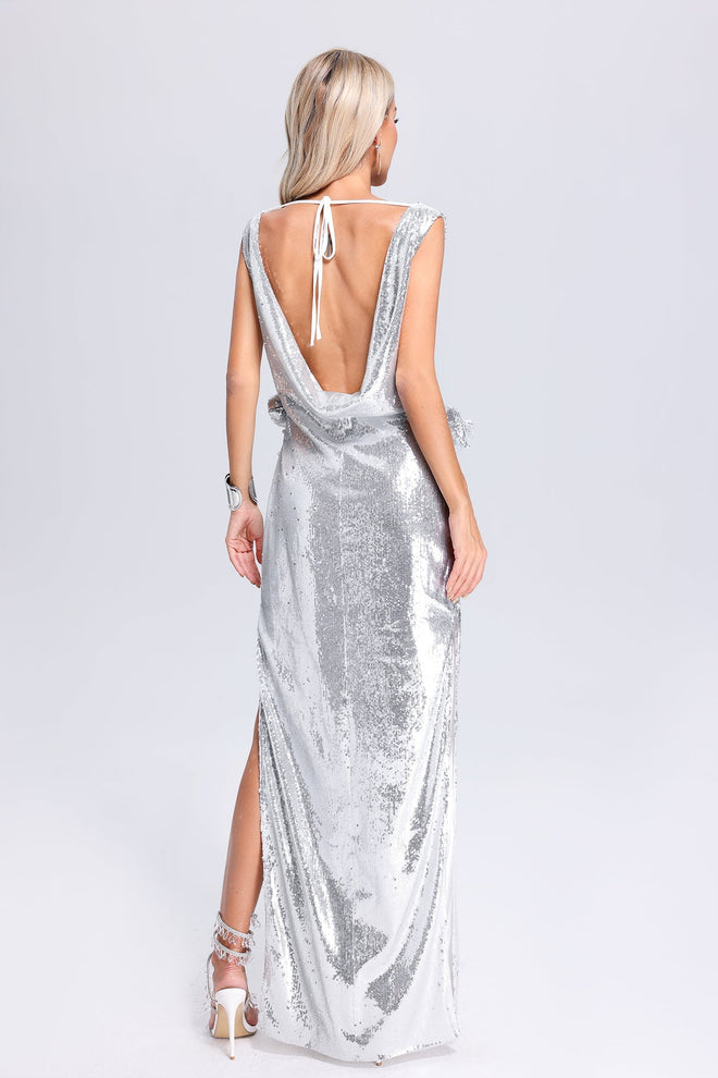 Adrianna Backless Sequin Gown