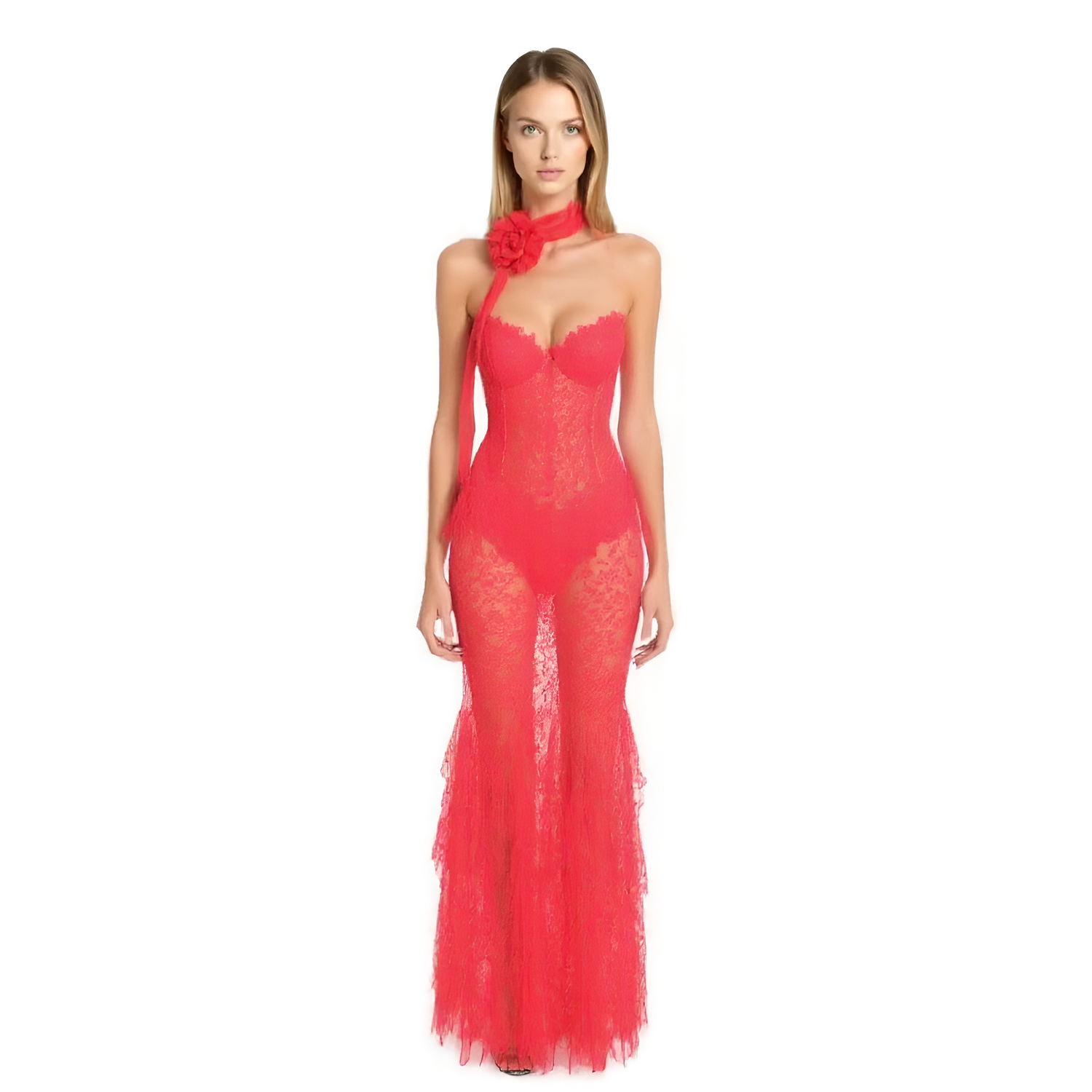 Polly Cherry Lace Maxi Dress