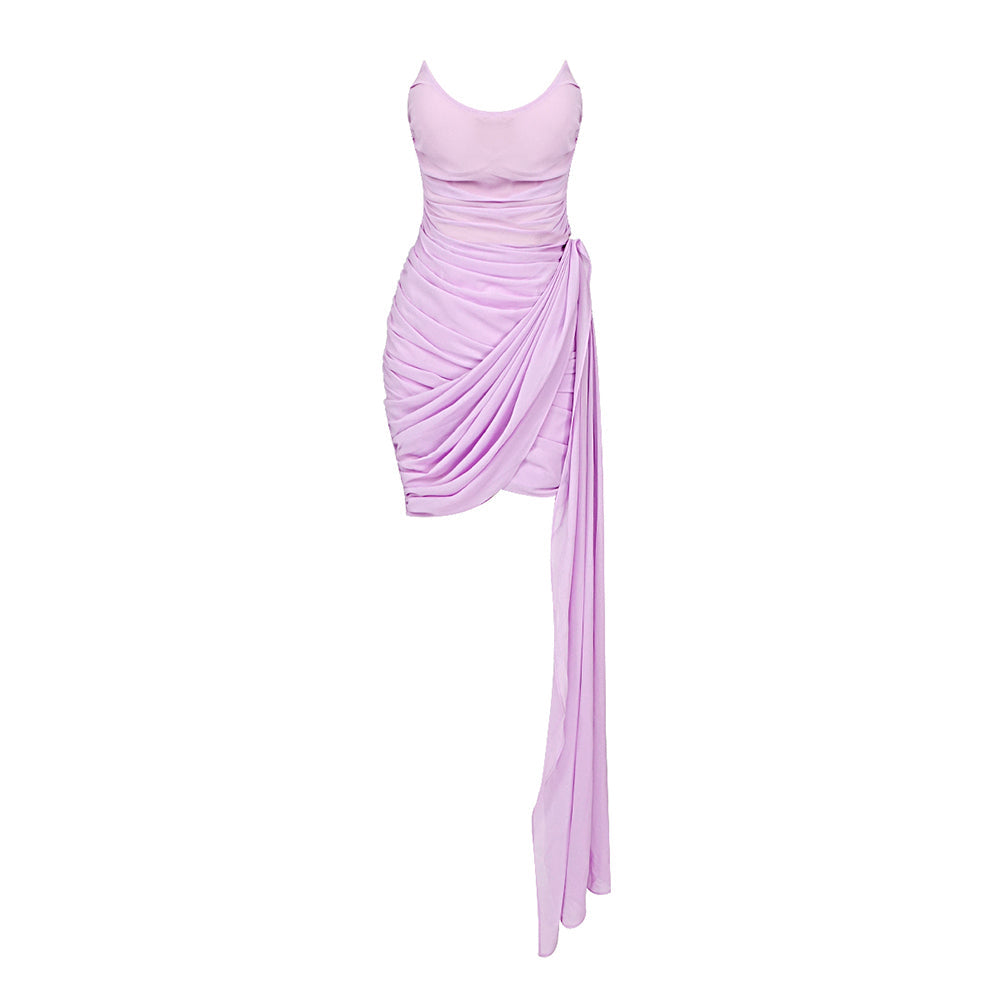 Chiffon Cocktail Barbie Lavender Mini Dress