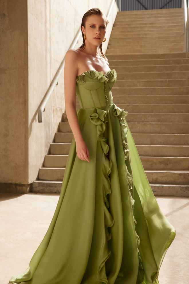 Gia Selina Strapless Ruffled Dress