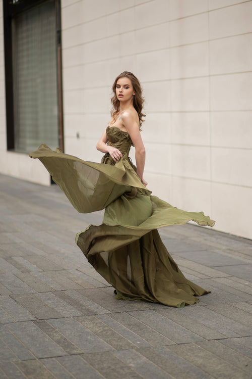 Gia Selina Strapless Ruffled Dress