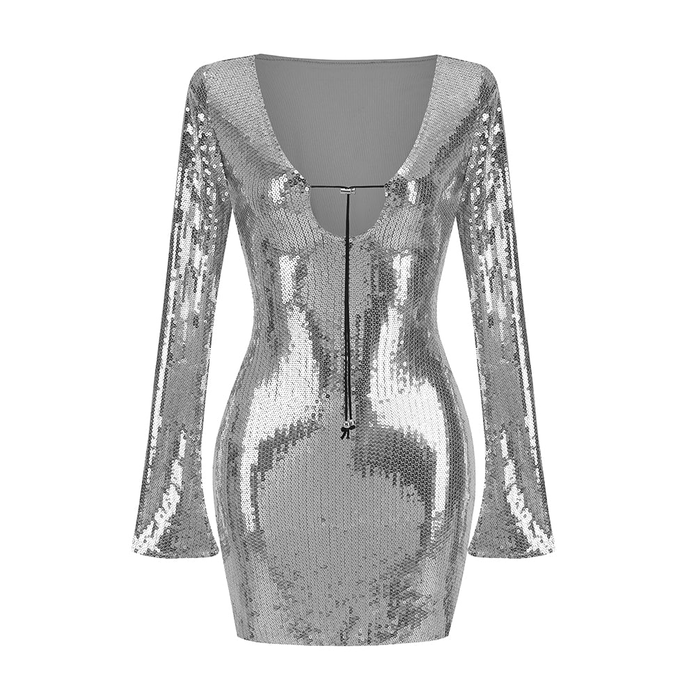 Solaria Mini Gray Sequin Dress