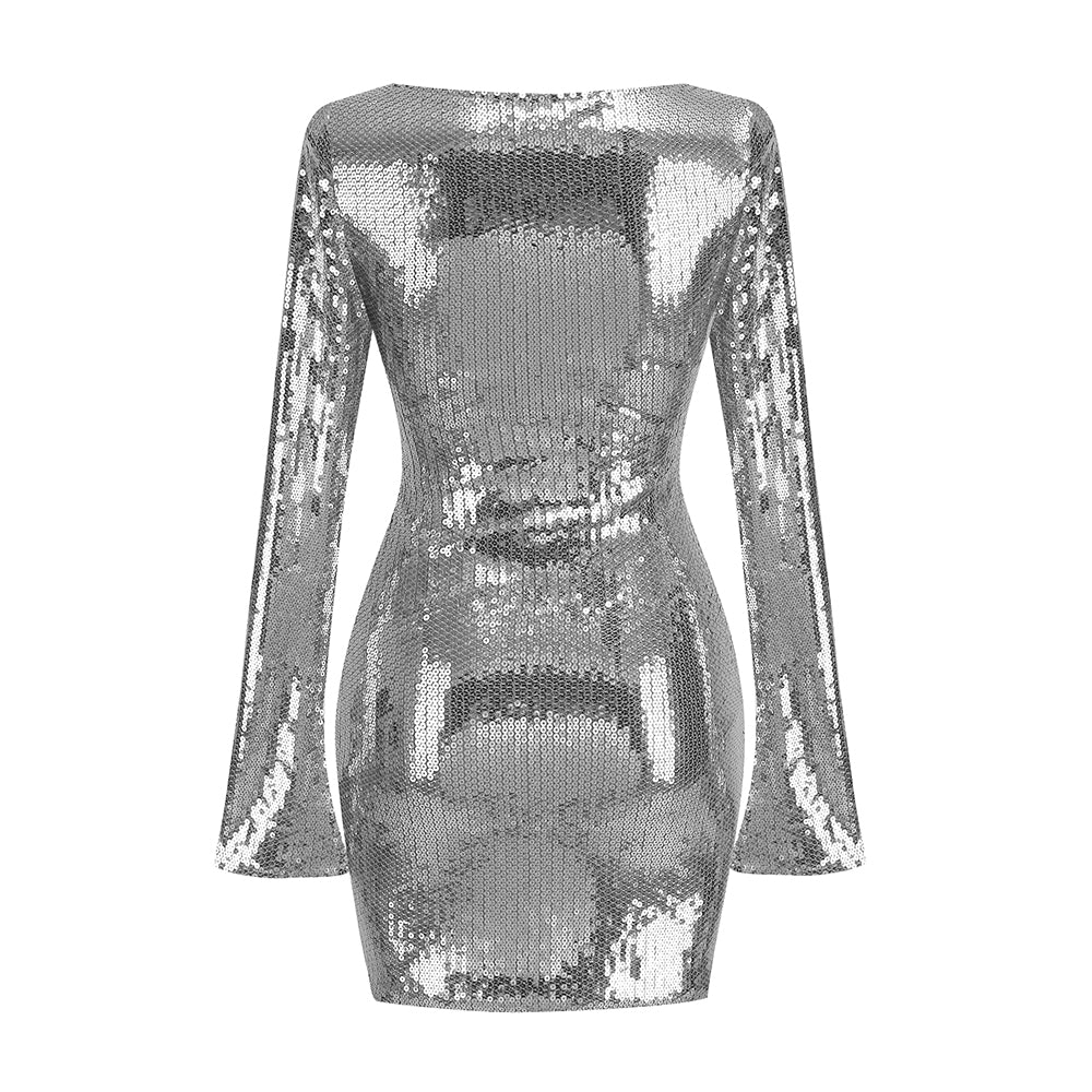 Solaria Mini Gray Sequin Dress