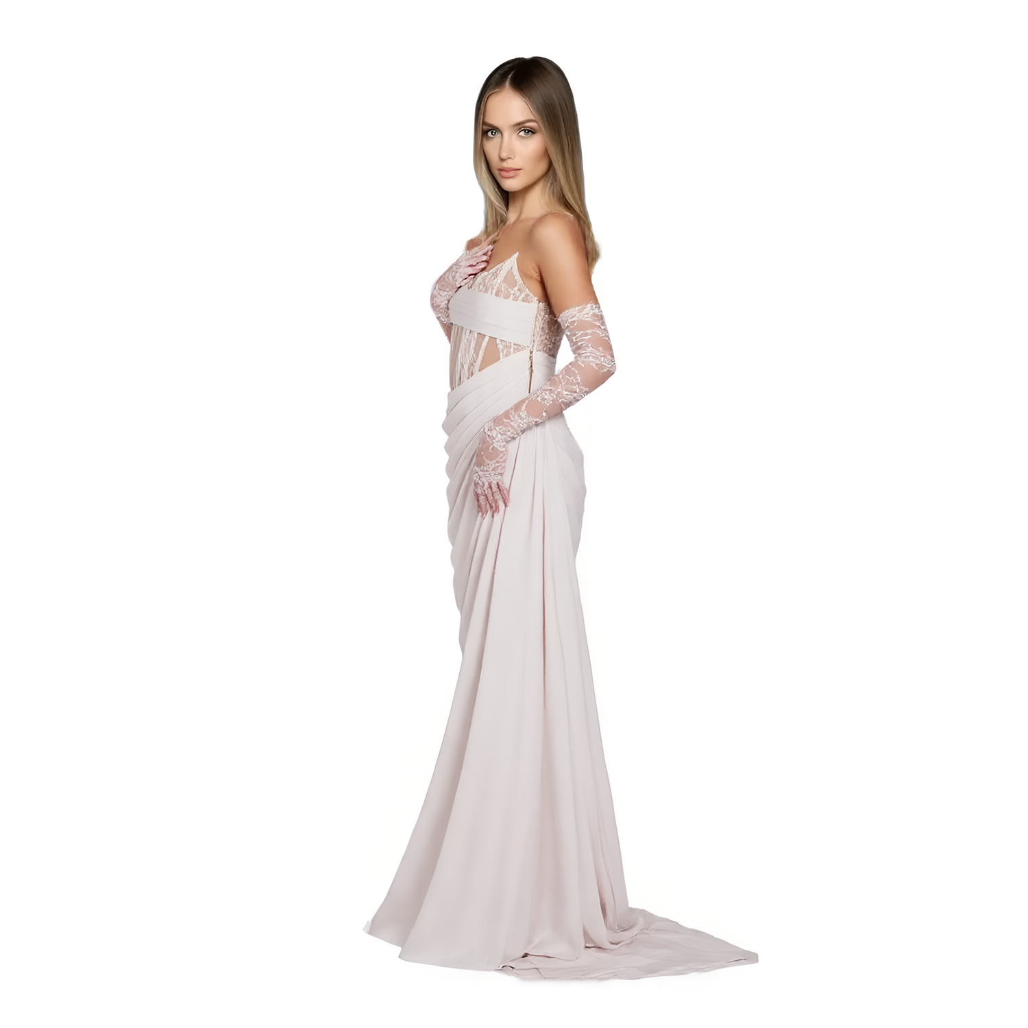 Alliana Corset Maxi Trail Gown White