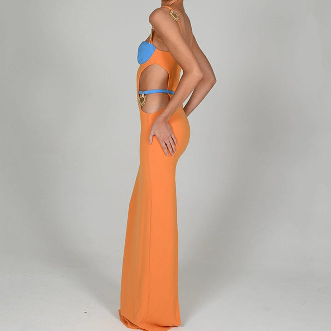 Amalfi Linen Dress Tangerine - Twin Archives