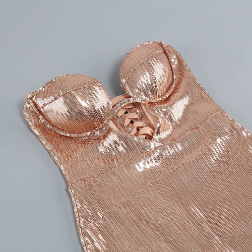 MILLA ROSE GOLD SEQUINED MAXI DRESS