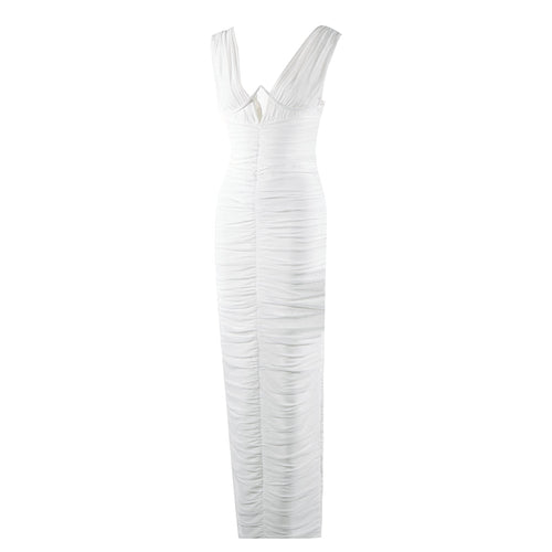 Beatrice Ruched Plunge-Neck Dress