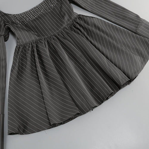 Ameline Puff Crystal Corset A Line Dress Grey