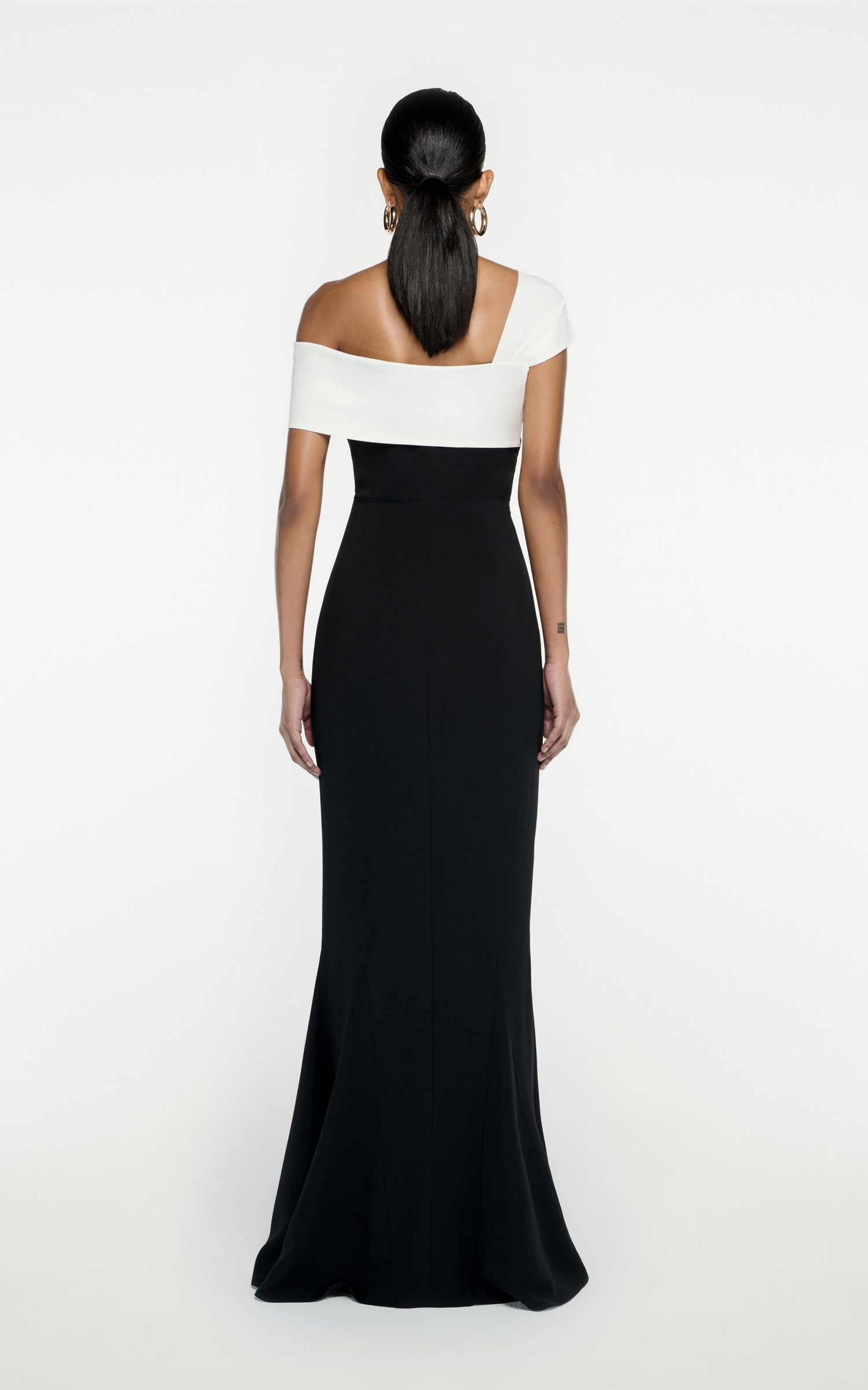 ROLAND MOURET Asymmetric Cady Maxi Dress