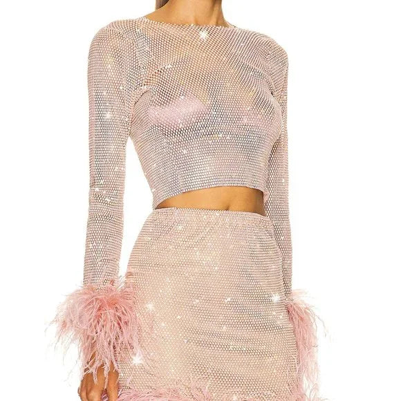 Midnight Mirage Embellished Two-Piece Set Pink