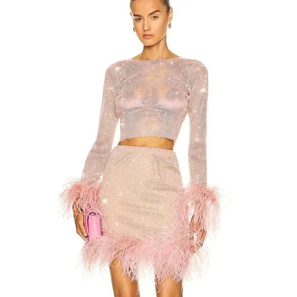Midnight Mirage Embellished Two-Piece Set Pink