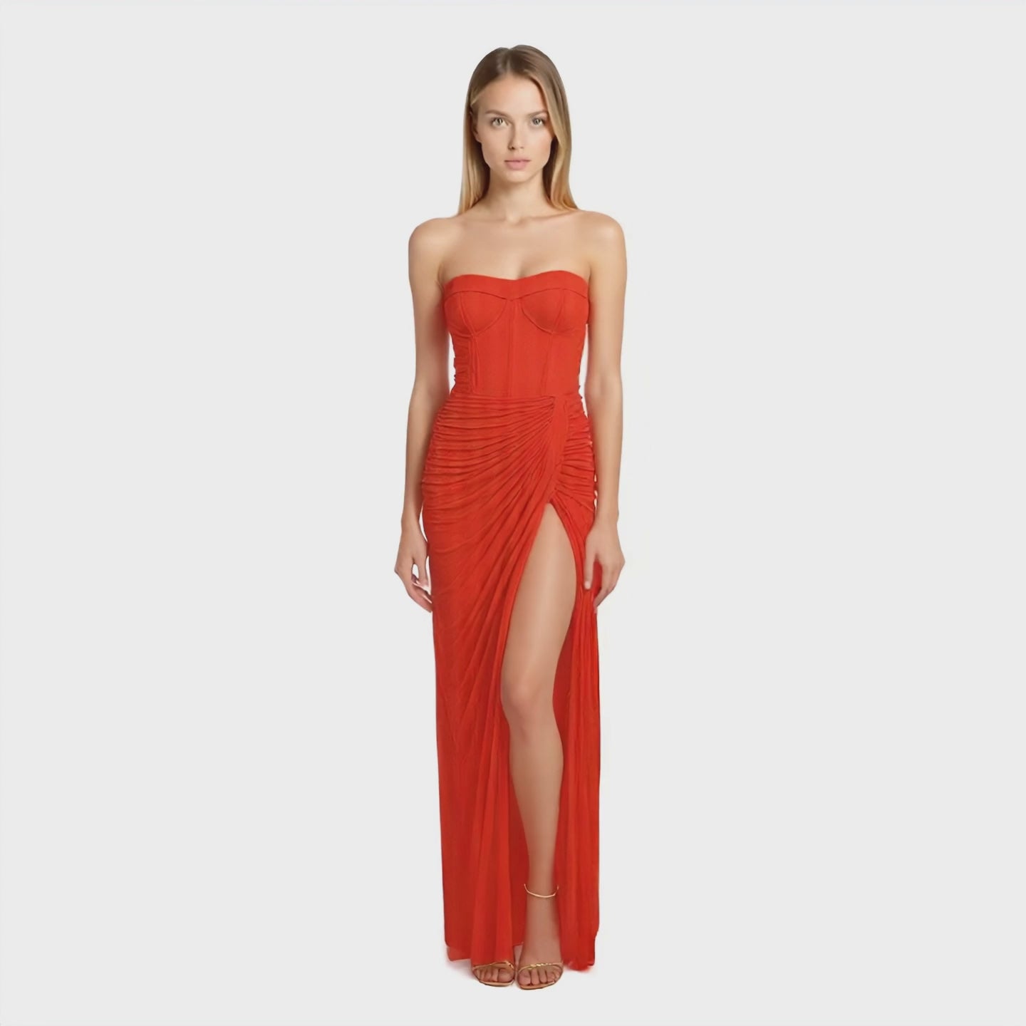 Luna Red Strapless Corset Dress
