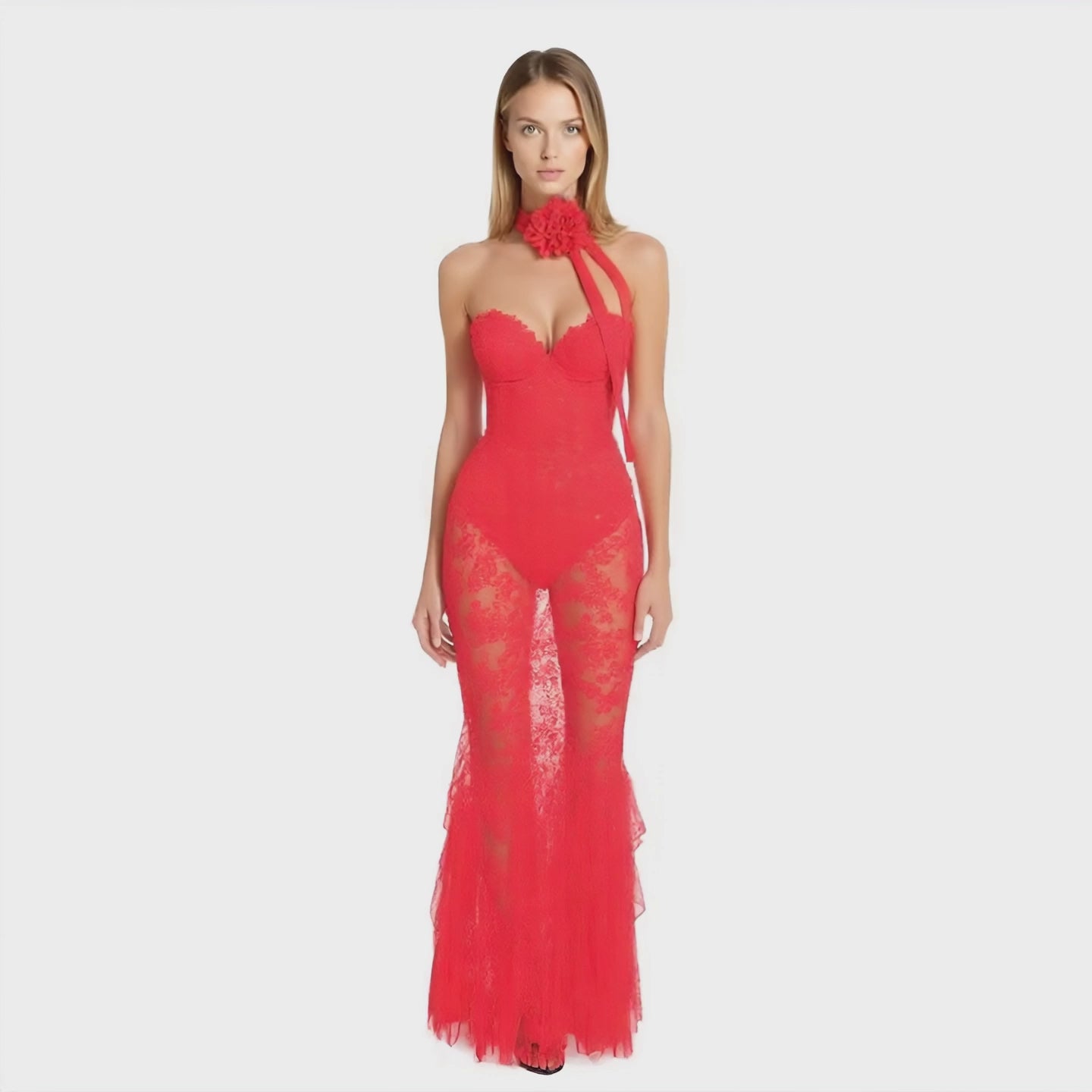 Polly Cherry Lace Maxi Dress
