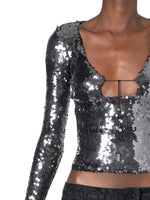 Solaria Long Sleeve Top In Anthracite Sequin - Twin Archives