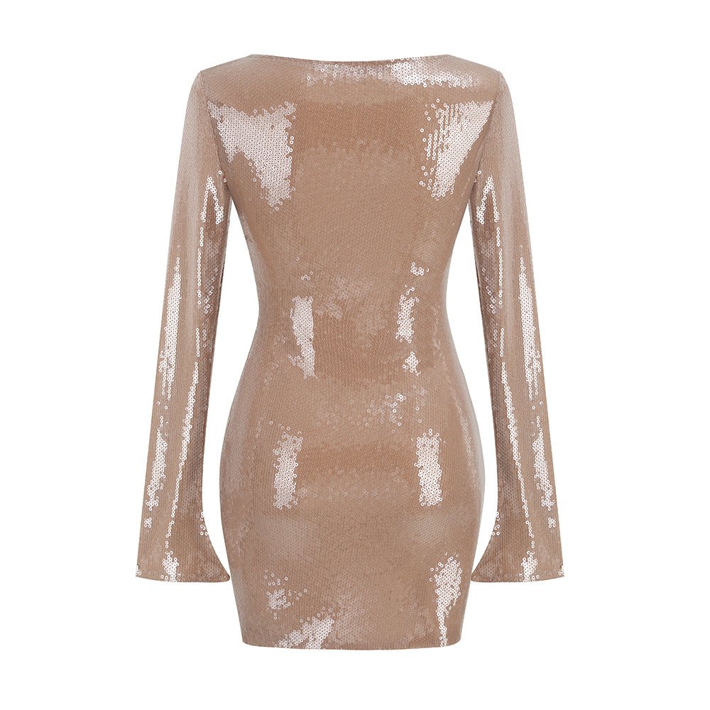 SOLARIA MINI DRESS IN SMOKE SEQUIN - Twin Archives